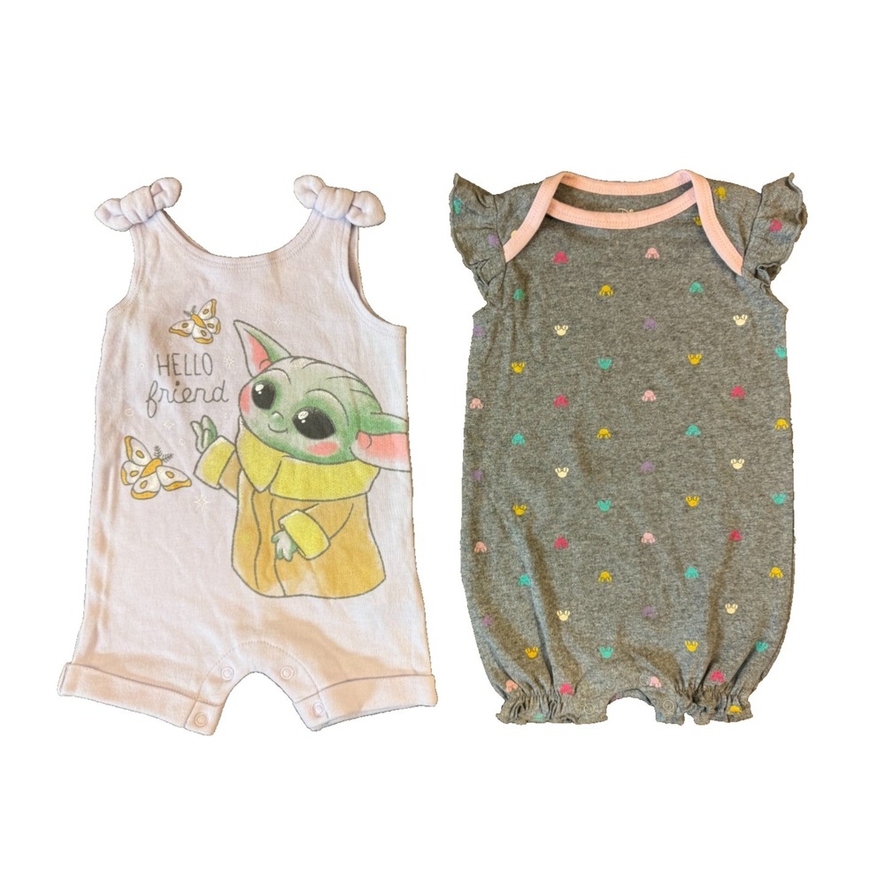 Disney Baby Girl Clothes Lot 0/3 Months Summer Rompers Outfits Star Wars Mickey